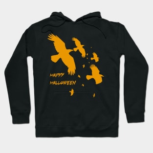 Happy Halloween Crows In Flight Vector Orange Hoodie